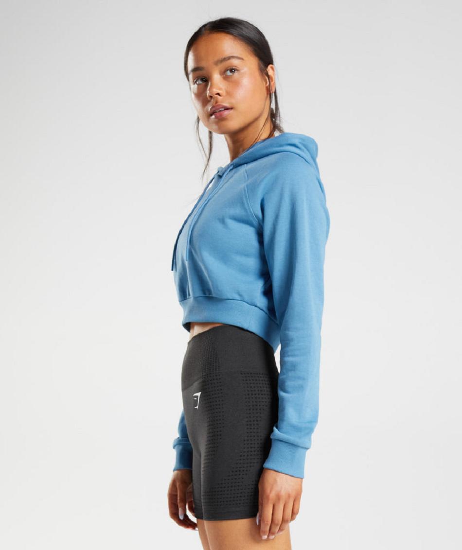 Gymshark Training Cropped Ženske Majica S Kapuljačom Plave | HR 3581FDN